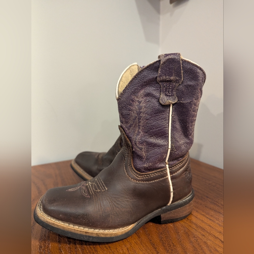 Cowgirl Boots Caballo Dorado Western boots Kids Sz 10 purple & brown leather